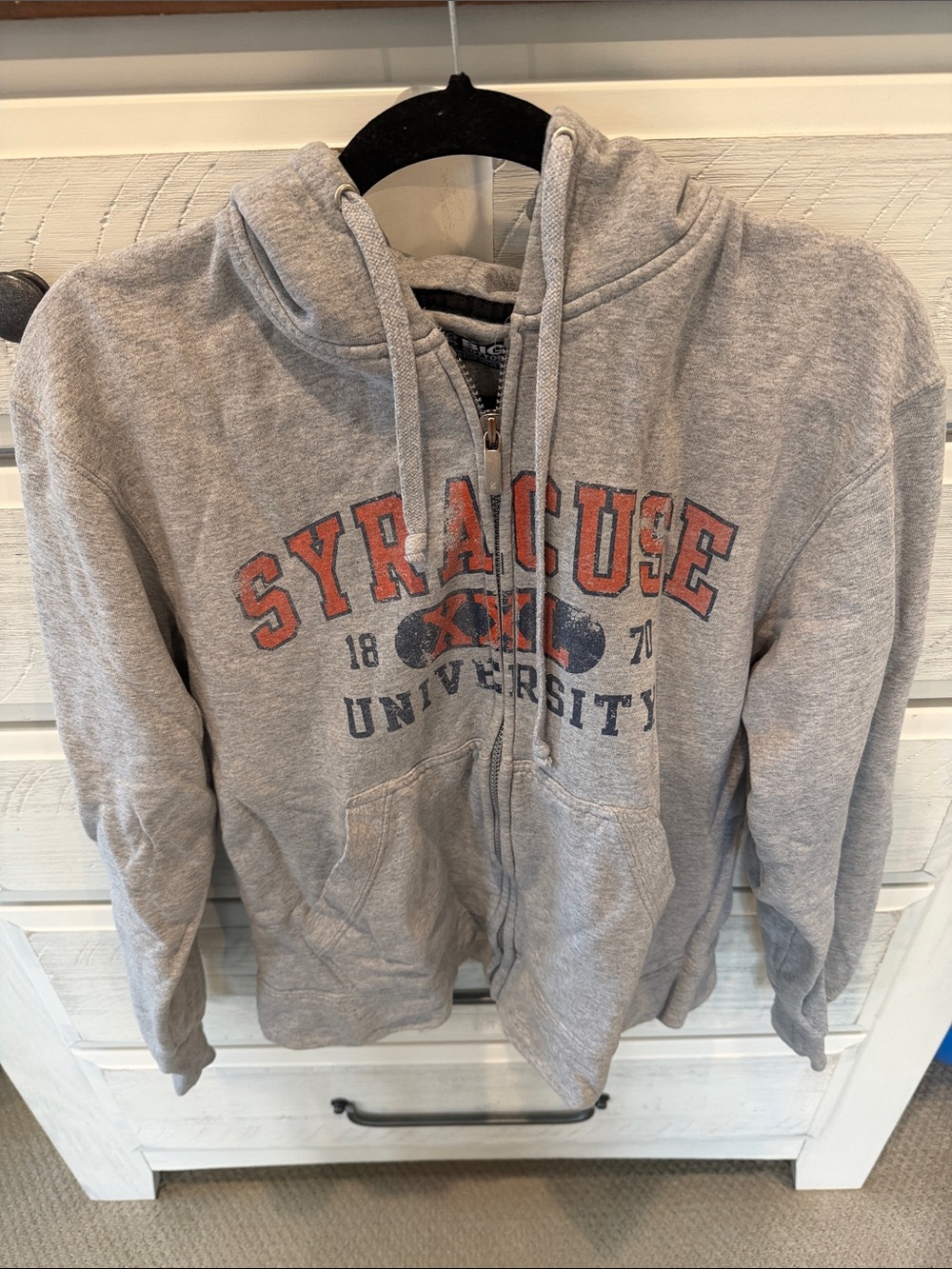 Big Cotton Gray Syracuse Zip Hoodie with Orange Graphic